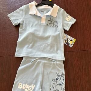 Bluey Toddler Boys Short Sleeve Polo Top and Shorts Set, 2-Piece